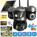 Solar 4G/WIFI IP Camera 15MP Three Lens Three Screen  Waterproof Monitor Night Vision Security Protection PTZ Video Surveillance