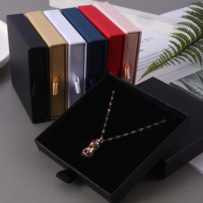Thick Kraft Paper Drawer Jewelry Set Packaging Box Ring Necklace Bracelets Earring Gift Case Container With Sponge | SAMAG