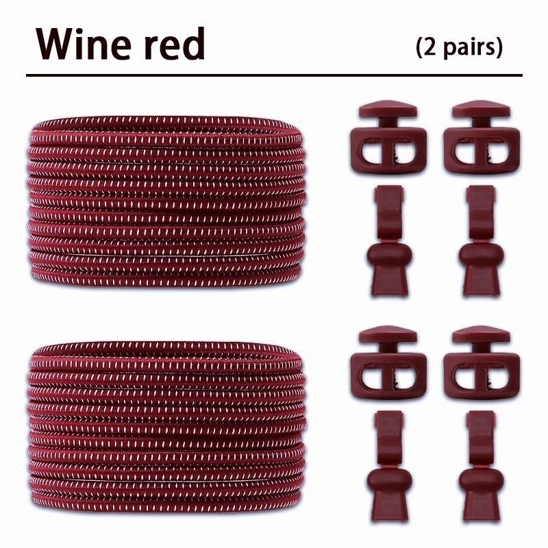 2 Pair No Tie Shoe Laces Kids Adult Quick Laces Round Elastic Shoelaces Without Ties Lock Shoelace Sneakers Shoes Accessories