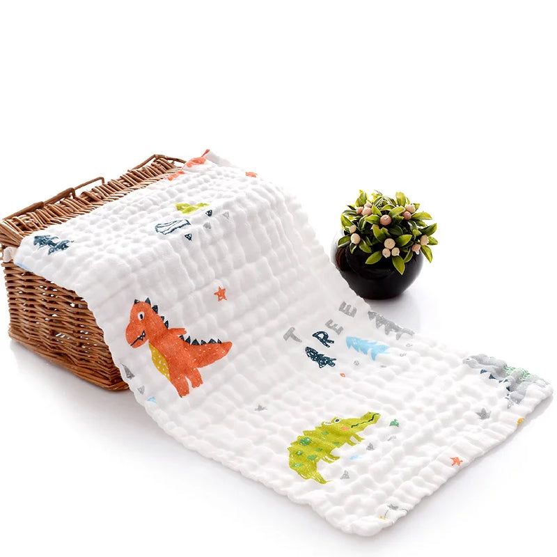 Gauze six-layer small towel pure cotton Class A baby gauze face towel burp towel seersucker bath towel saliva towel