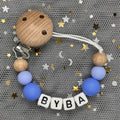 Free Custom Personalized Name Pacifier Clips Handmade Beech Wood Chain Silicone Crown Holder Soother Baby Teething Toy Chew Gift