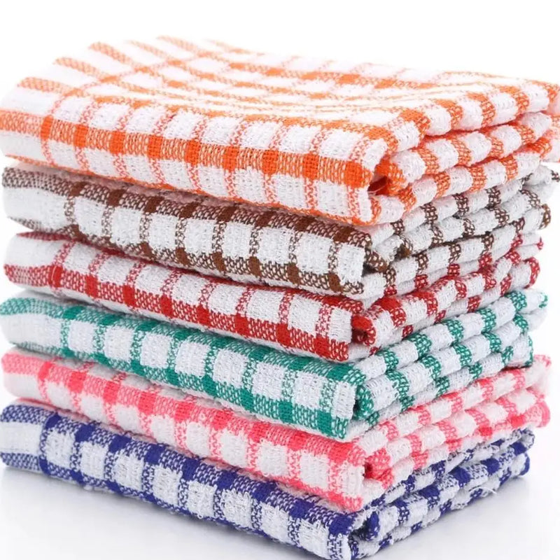 6PCS Cotton Kitchen Tea Towels Absorbent Lint Free Catering Restaurant Cloth Dish Towels Cleaning Cloth Kitchen Cleaning Towel