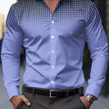 Men's Casual Long Sleeve Button-Up Shirt - Gradient Blue | SAMAG