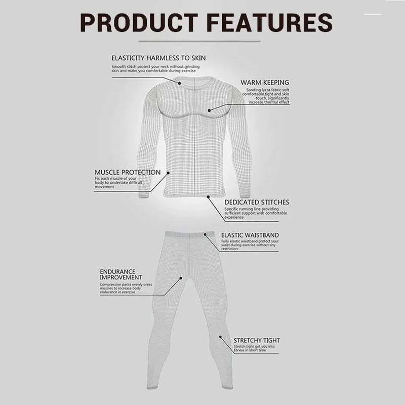 2025 New Men's Fleece Lined Thermal Underwear Set Motorcycle Skiing Base Layer Winter Warm Long Johns Shirts & Tops Bottom Suit