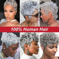 613 Honey Blonde Curly Pixie Cut Wig 100% Human Hair with Bangs Short Curly Human Hair Wigs for Women Machine Made
