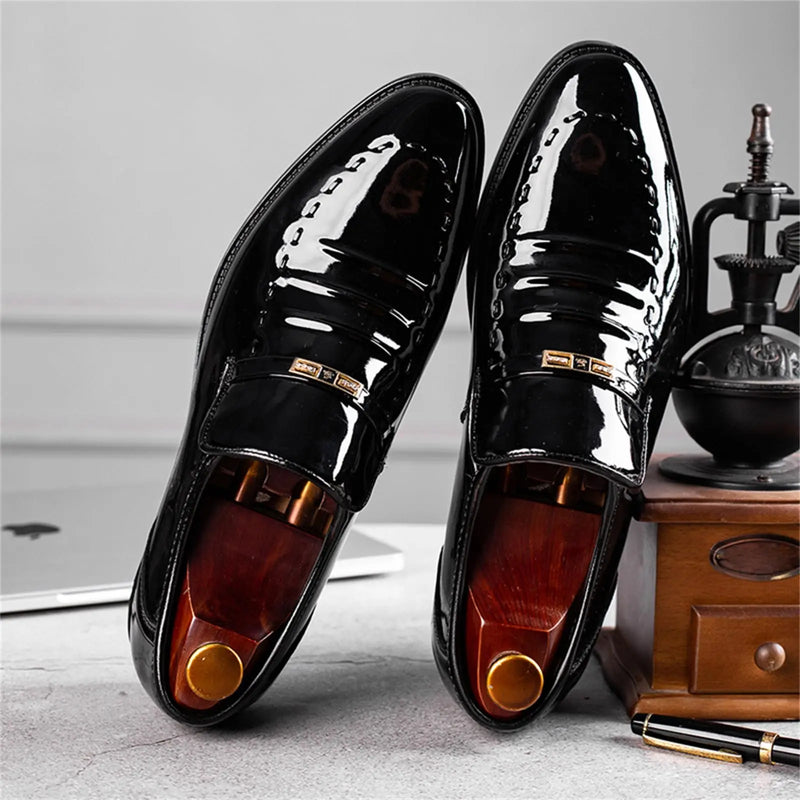 Men's Dress Loafers Slip On Casual Driving Loafer Dress Shoes High Gloss Casual Boat Shoes Formal Father's Day Gift