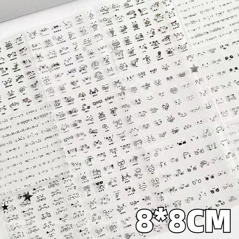 10Pcs Cute PET Emoticon Stickers DIY Journal Scrapbooking Decorative Material Stickers Kawaii Handbook Meme Stickers Kids