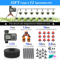 30-5m Garden LCD Button Timer Irrigation Set 0-80L/H Rotating Adjustable Nozzle Intelligent Display Automatic Watering System