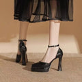 Women's Super High Heels Pointed Tip Thick Heel Ankle Strap Platform Heels Side Cutout Sexy Wedding Banquet Sandals