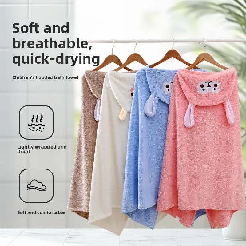 70x140CM Baby Bath Towel Coral Fleece Baby Hooded Towel Absorbent Soft Towels for Newborn Cartoon Animal Hooded Bath Blanket