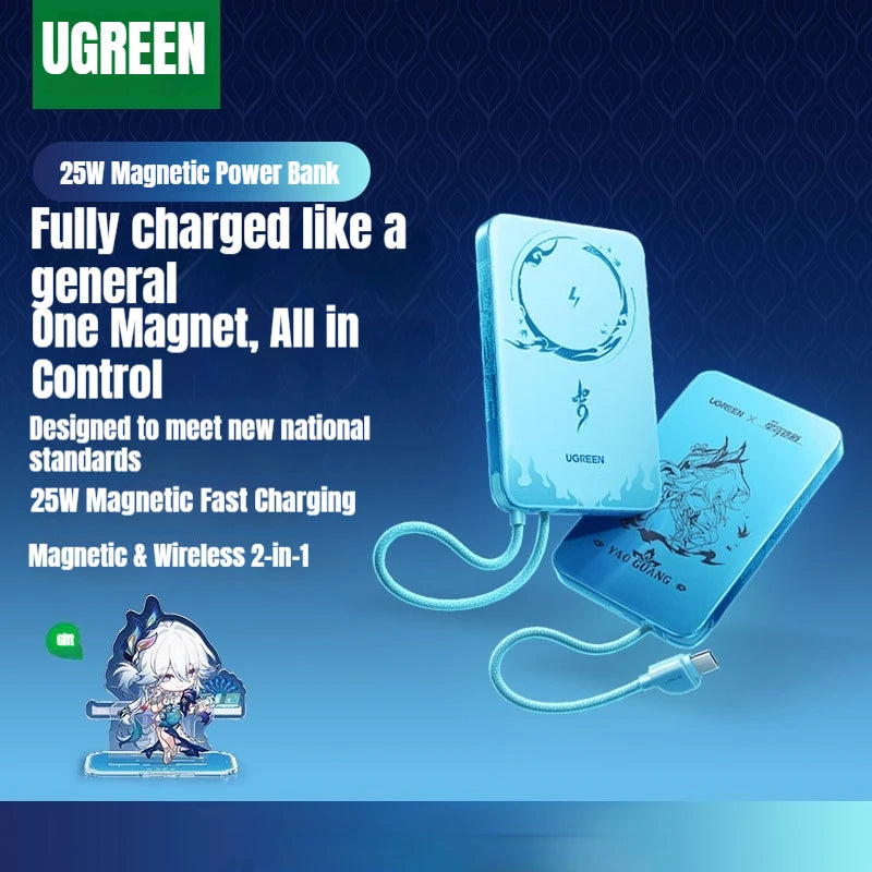 UGREEN PB579 Magnetic Wireless Power Bank 10000Mah Slim 3C Certified New National Standard Allowed On Airplane Honkai Limited