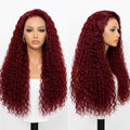 13x4 Lace Front Jerry Curly Human Hair Wigs for Women, 99J Burgundy Dark Red Glueless Wig with Pre-Plucked Natural Hairline, Fits All Skin Tones, Ideal for Daily Wear, Parties & Special Events