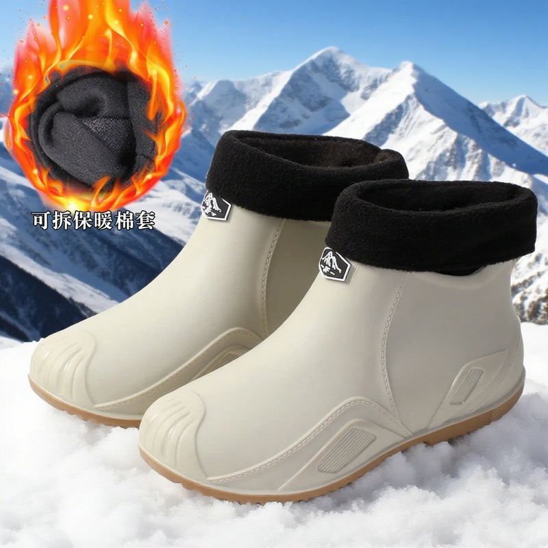 Men's new fashionable and versatile short tube anti slip rain boots, outdoor fishing waterproof shoes, construction work thick s