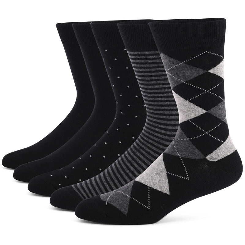 5 Pairs Men's Dress Socks stripe Plus Size， Combed Cotton | SAMAG