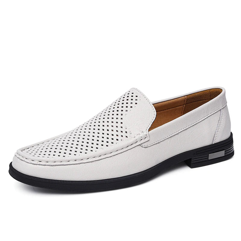 Genuine Leather Men Footwear Slip on Office Man Formal Shoes Wedding Party Men Dress Shoes Breath Driving Lazy Loafers Moccasins