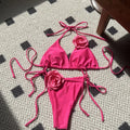 Sexy 3D flower bikinis sets triangle two pieces rose | SAMAG