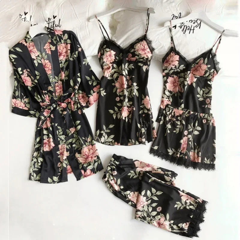 Pajamas for Women Summer Sexy Five-piece Set Suspender | SAMAG