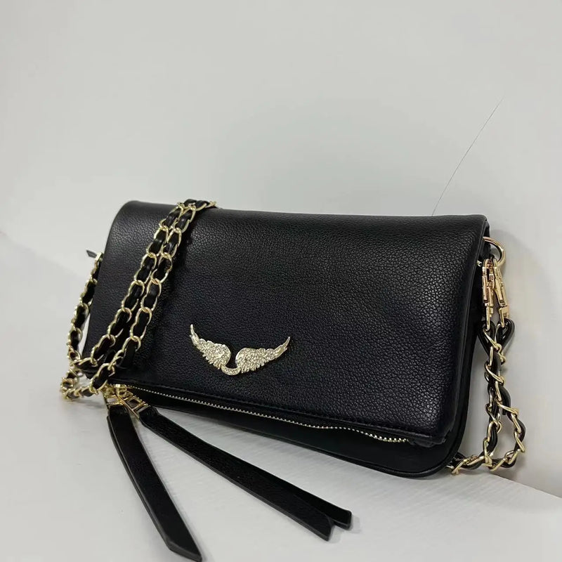 French-style exquisite one-shoulder women's bag, Spanish diamond chain fashion messenger bag, women's wing envelope bag