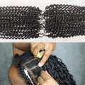 Kinky Curly Knotless Crochet Human Hair for Miracle Knots Boho Braid Ready Time-Saving Pre Separated Strands Natural Black Feather Extension 10-30 Inch 65g/Pack