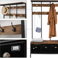 HOOBRO Coat Rack With 12 Hooks Hall Tree With Bench And Shoe Storage Entryway Bench With 3 Storage Boxes For Hallway Living Room