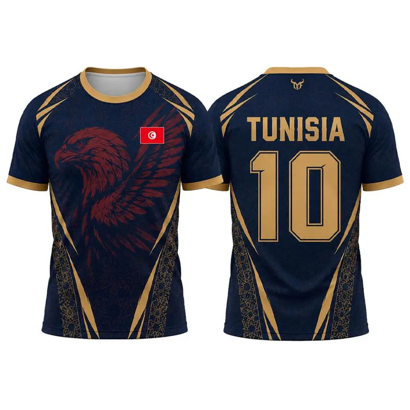 Tunisia Flag Print Jersey Men Outdoor Sports Soccer Training Uniform Men's And Women's Quick Dry Breathable O-neck Short-sleeved