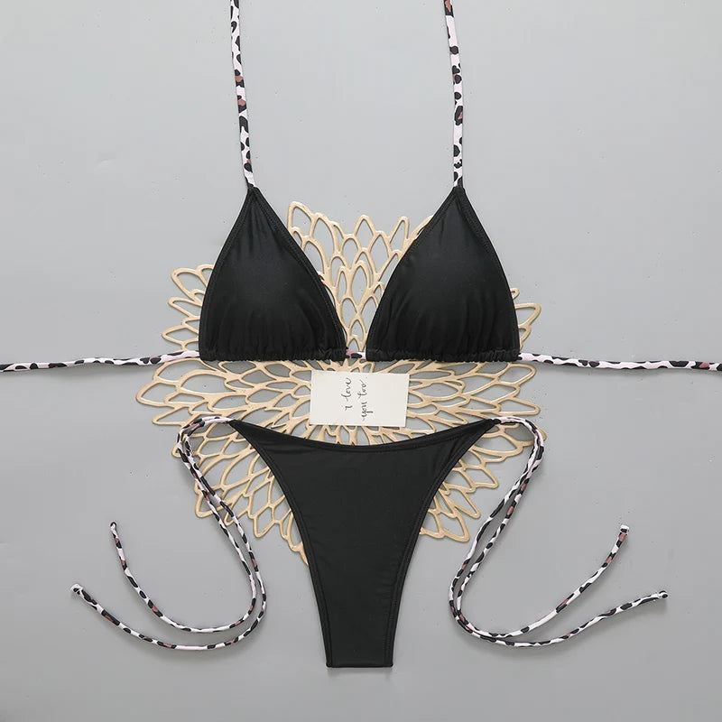 Sexy Leopard Women's Beach Bikini Swimsuit Halter Tie | SAMAG