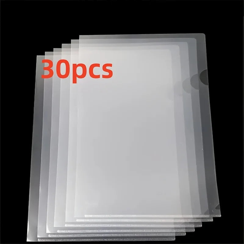 10pcs A4 Transparent L-Shaped File Folders - Waterproof and Durable PP Document Bags for Office Organization and Reusable