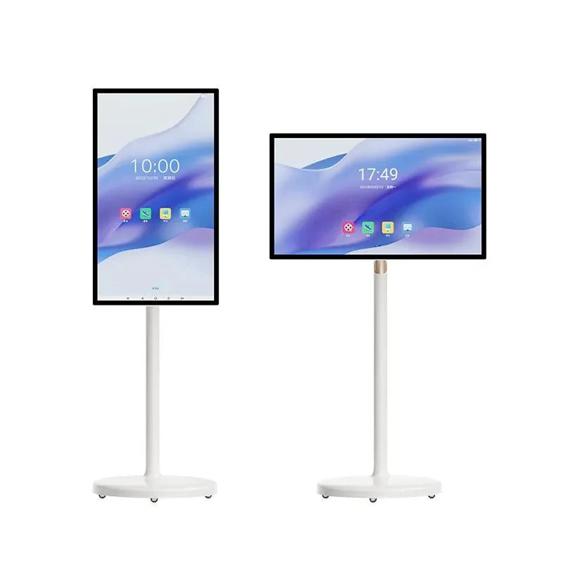 21.5/23.8/27/32 Inch Touch Screen Portable Lcd Smart Tv on Wheels Rechargeable Resolution 1920*1080 128Gb Mobile Tv Stand by Me