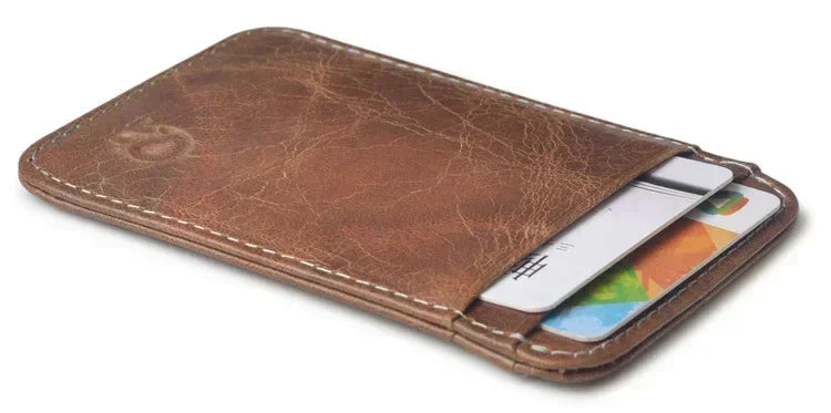 Fashion 100% Genuine Leather Thin Bank Credit Card Case Mini Card Wallet Men Bus Card Holder Cash Change Pack Business ID Pocket