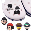 Single Sale 1PCS PVC Cute Cartoon Shoe Charms Man Woman Breaking Bad Garden Shoes Ornaments Slipper Accessories Holiday Present