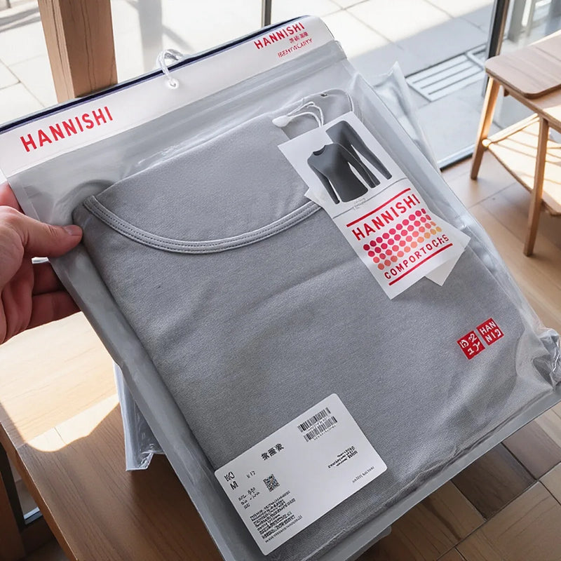 Ultra-Thin Self-Heating High-Elasticity Couples Thermal Underwear Set Warm Long-Sleeve Crew Neck Design for Men And Women