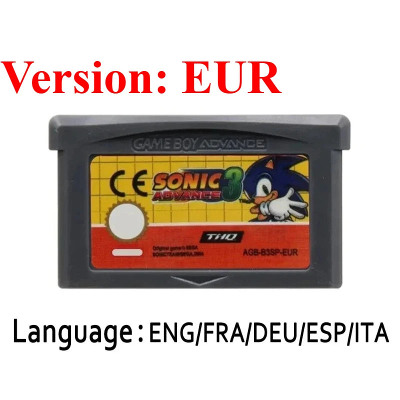 Sonic The Hedgehog Advance 1 2 3 Genesis GBA Game Cartridge for Game Boy GBA SP Retro Platformer Video Game Collection Gift
