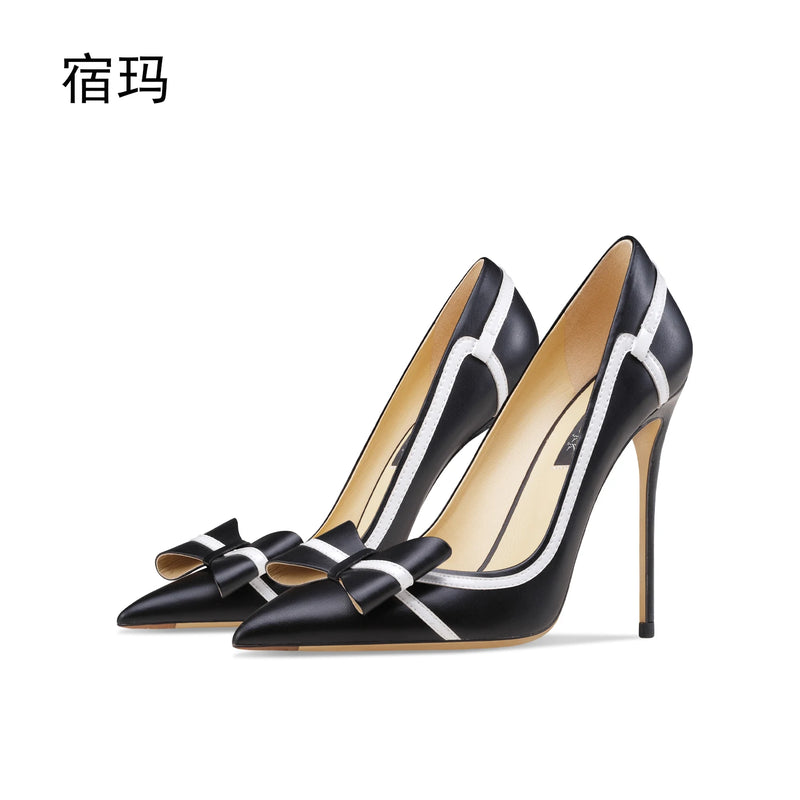 Women Pumps Black Slingbacks Women's 2026 Trend Butterfly-Knot High Heels Luxury Cinderella Pointed Toe Pumps Party Ladies Shoes