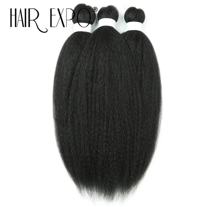 3PCS Vixen Bundles Crochet Hair 26Inch Synthetic Pre-stretched Braids Hair Extensions Kanekalon Yaki Straight Pony Hair Bundles