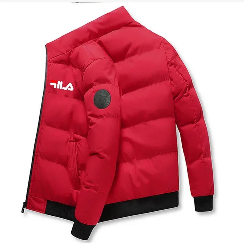 2026 Autumn Winter Men's Thick Warm Jacket Fashion Printed Windproof Coat Casual Zip Up Outerwear Male Parkas M-5XL