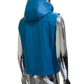 Nerazzurri Summer Autumn Short Blue Pu Leather Vest for Men with Drawstring Hood Zipper Sleeveless Jacket Men Menswear Clothing