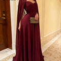 Luxury Chiffon Evening Dresses Sweetheart Beaded Cape | SAMAG