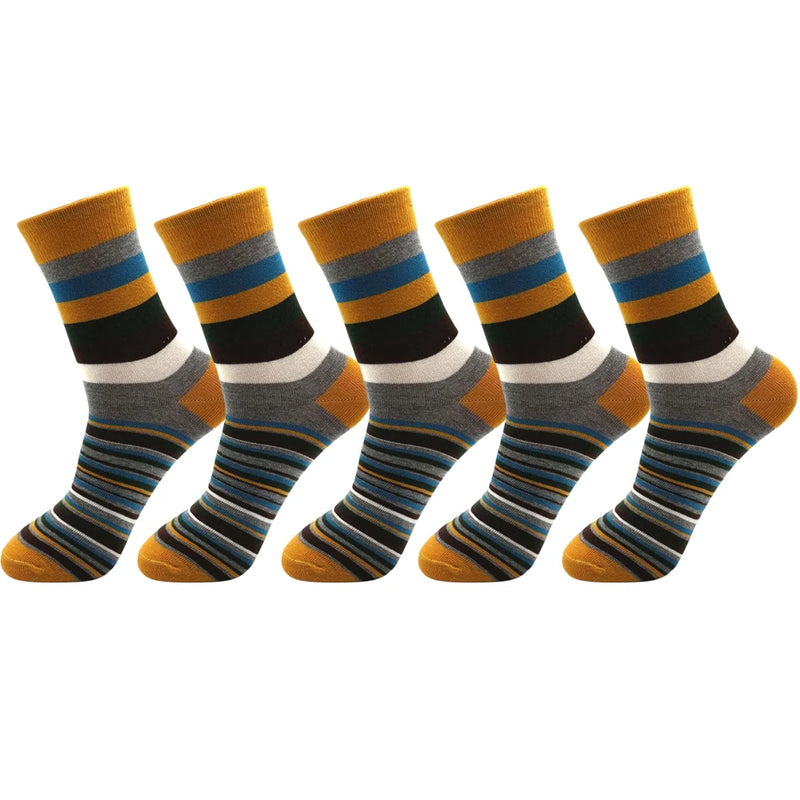 5 Pair Men's Striped Combed Cotton Socks Original Design | SAMAG