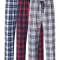 Men's 3Pcs Pajama Sleeping Pants Cotton Plaid Pjs, Long Plaid Print Sleepwear Pajama Pants with Elastic Waist Homewear