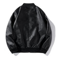 Autumn Men's Black Biker PU Leather Work Coat Korean Fashion Pu Leather Jacket Men Trend Casual Fit Slim Baseball Collar Clothes