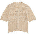 Embroidery Lace Blouse Cover Up Top Short Sleeve Button - View 2 | SAMAG