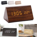 Digital Alarm Clock Desktop Wood LED Clocks Sound Control Electronic Display Thermometer Home Decor Gift Wood Clocks