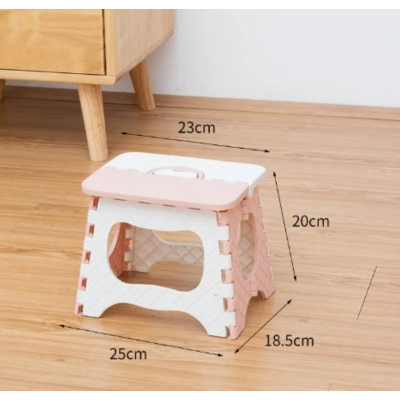 1PC Portable Grey Plastic Folding Stool - Compact, Versatile for Camping, Fishing, Home & Car Storage.