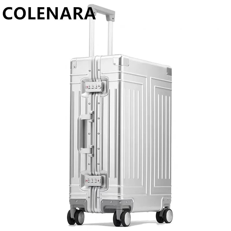 COLENARA 20"24"26"29 Inch Rolling Luggage Large Capacity Trolley Case Men's Suitcase Full Aluminum Magnesium Alloy Boarding Box