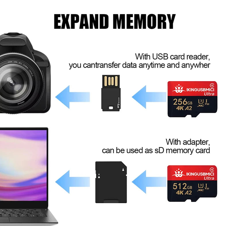 Micro TF SD Card Ultra SD Memory Card 64GB 256GB 32GB 64GB MicroSD U3 A2 TF Flash Cards for Xiaomi Phone Camera Table PC