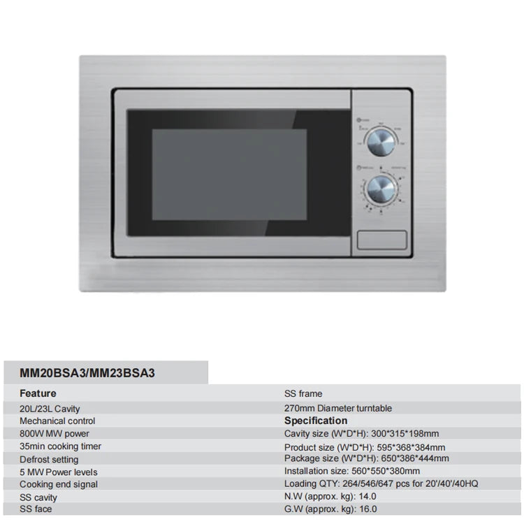 Multifunction Transformer Convection Built-in Microwave Oven Stainless Steel Microwave Oven With Grill