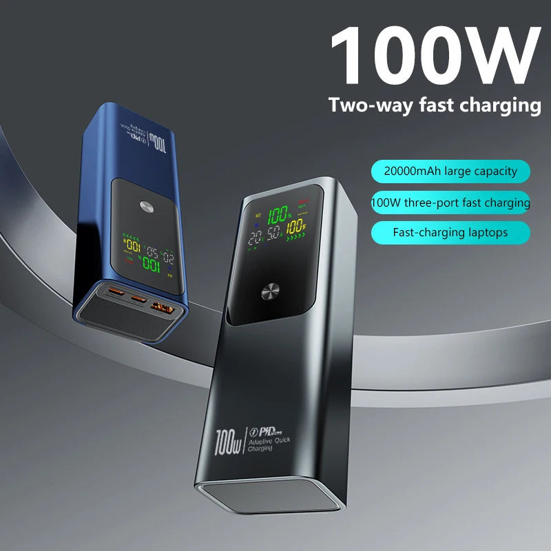 New PD 100W Power Bank 100000mAh External Battery Capacity Fast Charging Portable Charger Powerbank For Laptop iPhone Samsung