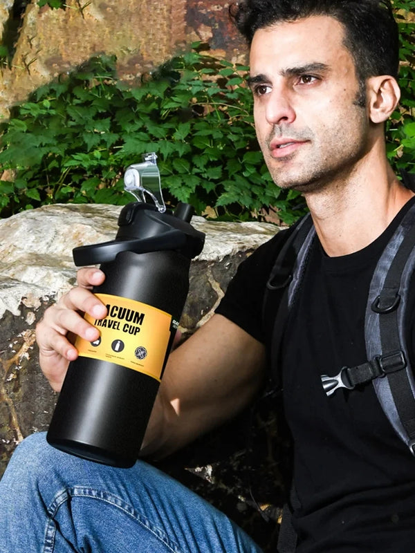 Outdoor Portable Thermos with Straw 304 Stainless Steel Thermal Mug Tumbler Cup Sports Vacuum Flasks Cold and Hot Water Bottle