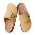 Asgard Women Suede Clogs Genuine Leather Mules Adjustable Buckle with Comfort Cork Footbed and Arch Support Aldult Potato Shoes