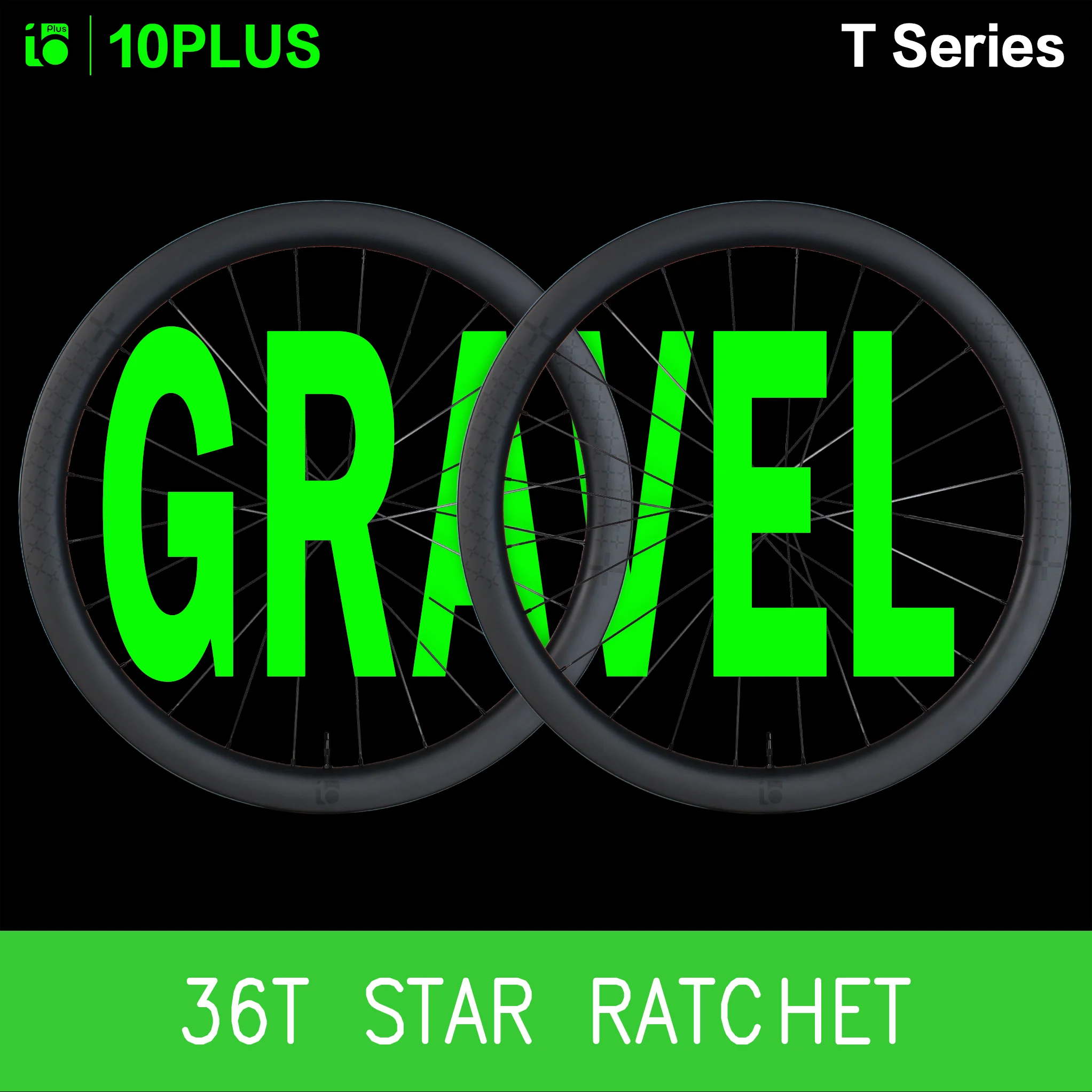 10PLUS GRAVEL Carbon Wheelset T Series Disc Brake 36T Star Ratchet Tubeless 700C Center Lock Pillar 1423 Spokes 38mm 45mm
